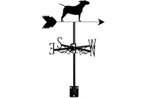 ANCNA-U Exquisite Dogs Animals Metal Weathervane Outdoor Roof Mount Yard Black Decoration, Wind Direction Indicator Measuring Tool for Farmhouse Garden Courtyard,Pit Bull Terrier