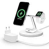 Belkin BoostCharge Pro drahtloses 3-in-1-Ladegerät mit MagSafe für iPhone 15, 14, 13, 12 + Apple Watch + AirPods (Magsafe Lad