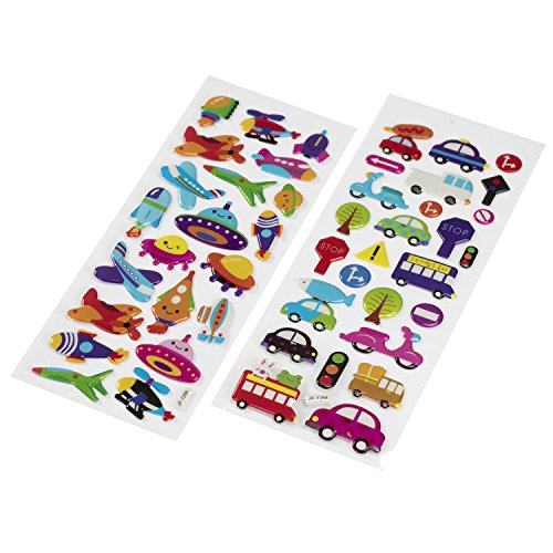 Flugzeug Rakete Auto Raumschiff Gel-Sticker Aufkleber 40 Stück Mitgebsel Gastgeschenke mit Palandi® Sticker