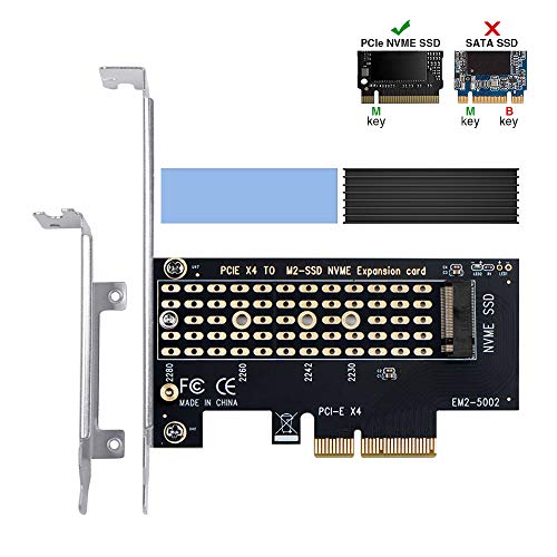 6amLifestyle M2 NVME PCIe Adapter Adattatore per SSD PCI Express 3.0 * 4 con Alluminio Dissipatore di Calore Supporto PCIe x4 x8 x16 Slot Adatta M.2 PCIe Nvme M Key SSD 2230 2242 2260 2260 2280