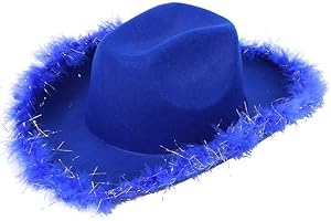 Beauace Cappello da cowboy per le donne con bordo di piuma accessori per gioco di ruolo Carnevale costume party cappllo cowboy da donna