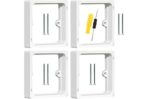 Acmerota 4Pcs Single Socket Spacer 1 Gang White Single Light Switch Socket Surround 20mm Depth Square Spacer Frame Back Box Plate for Enhances Wall Depth Solution Pattress Box Height Increase