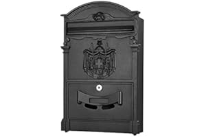 Melko Skrzynka na listy retro skrzynka pocztowa vintage czarna ścienna skrzynka na listy antyczny design z tabliczką na nazwisko i formatem wrzutowym A4