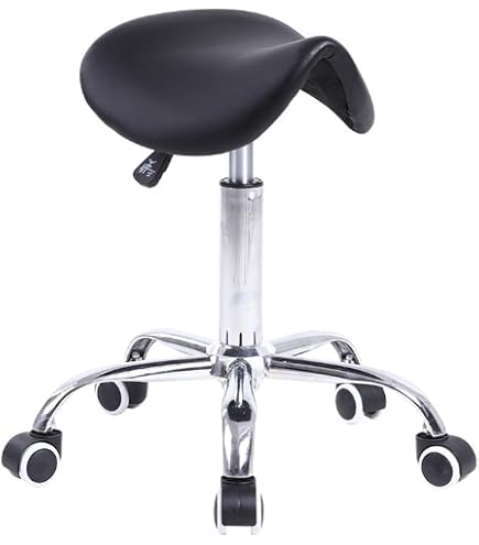 FURWOO Höhenverstellbarer Rollhocker – Ovaler Massagestuhl Für Salon & Home, Schwarz, 49-64,5 Cm