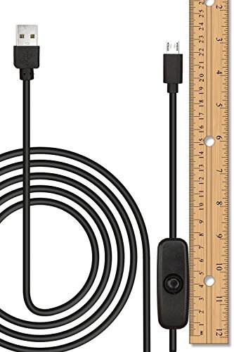 HomeSpot 1.50m langes Micro USB 2.0 Kabel mit Ein/Aus Schalter – Ideal zur Stromversorgung von Raspberry Pi Zero, oder zur Ladung von Smartphones und Tablets(1.5M USB Kabel mit Schalter) - 2