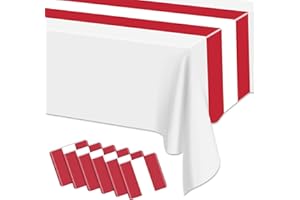 APUXXJUPA Christmas Table Runner - 6 Pcs Red and White Striped Table Runners for New Year Decorations Xmas Winter Party Supplies, 35 x 274 cm