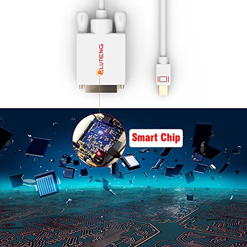 ELUTENG Mini DisplayPort DVI Adapter 1m Mini DP zu DVI Stecker Konverter Kabel 1080P Signal Konverter in Weiß - 3