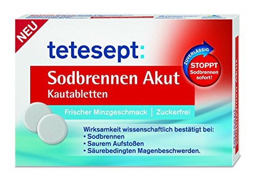 Tetesept Sodbrennen Akut Kautabletten mit frischem Minzgeschmack, 20 Stück