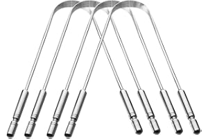 Tungrengörare i rostfritt stål som bekämpar dålig lukt, behandling för vuxna, barn, munvård, hygien, säkra kanter, flexibelt grepp (4 stycken)