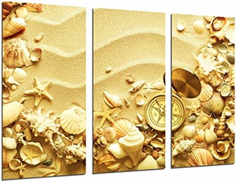 Poster Modern fotografico Landscape Sea, Sand Beach Brujula/Mussels/Stars, 97 x 62 cm, Ref. pst27019