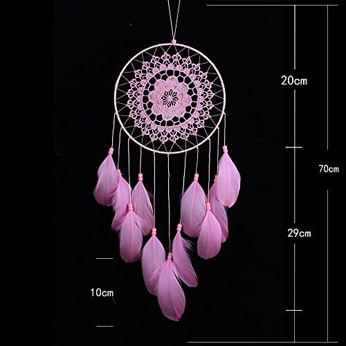 Catcher, Handmade White Dream Catchers Decor 1 Circle Traditional Circular Net Indian Feather Wedding Party Wall Hanging Ornament,Pink,1Pcs