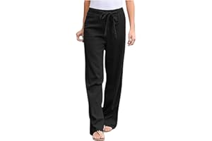 MJGKHIY Pantaloni estivi in lino, vestibilità larga, 7/8, lunghi Harem Plus, in cotone, leggeri, estivi, per il tempo libero, per la festa della mamma