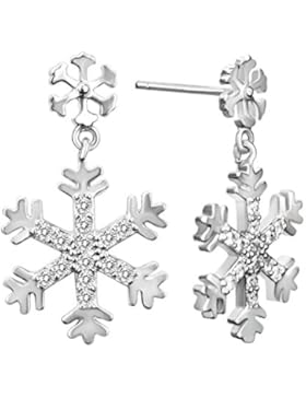 elensan 925Sterling Silber Ohr Manschette Ohrringe Schneeflocke Ohrstecker Kristall