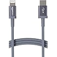Amazon Basics - Cavo di ricarica USB-C a Lightning, certificato MFi, in nylon intrecciato, per iPhone 13/12/11/X/XS/XR/8, 1.8