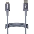 Amazon Basics - Cavo di ricarica USB-C a Lightning, certificato MFi, in nylon intrecciato, per iPhone 13/12/11/X/XS/XR/8, 0.9