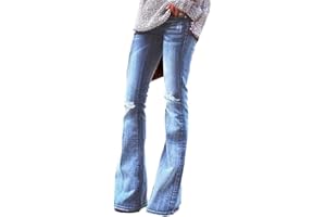 GUOCU Jeans Donna Stretch Skinny Flared Jeans Vita Bassa Bootcut Eleganti Jeans a Zampa Push Up Pantaloni Campana Elasticizzati Slim Pantaloni a Zampa d'Elefante,Retro Denim Pantaloni a Gamba Larga