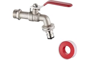 Ibergrif M22201-1 Grifo Jardín, Griferia de Exterior, Entrada G1/2" y Salida G3/4", Grifo de Jardín al Aire Libre, Resistente al Óxido y Las Heladas, Latón, Gris