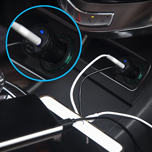 JETech Chargeur de Voiture  2 Port Chargeur Allume Cigare avec C  ble Micro USB  Noir