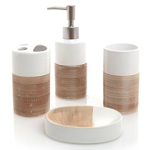 MyGift-Deluxe-4-Pices-en-Cramique-Lot-de-Bain-WDistributeur-de-Savon-Support-pour-brosses--Dents-Gobelet-et-Distributeur-de-Savon