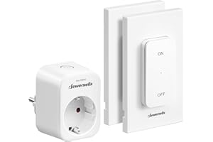 DEWENWILS Prise Telecommande sans Fil 2V1 (2 Télécommandes Murales et 1 Prise), 16A 3680W, Portée de Contrôle de 30 m, Sans Recâblage, Prise Commandée Pré-apparié & Extensible, Pile Fournie, Blanc