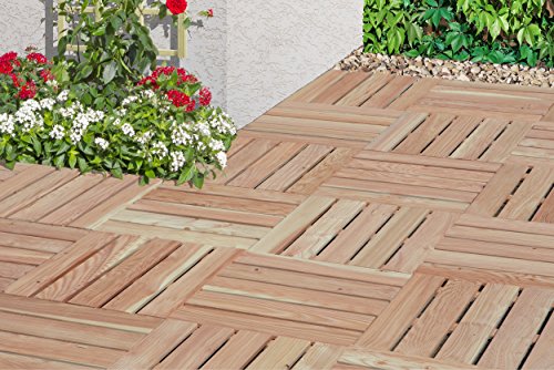 4 Stk. Terrassenfliese 62004 aus Lärchenholz 50x50cm Terrassenfliese Holzfliese Balkonfliese Fliese Terrasse Terrassenfliesen Fliesen Holzfliesen Balkonfliesen Balkon von Gartenwelt Riegelsberger - 2