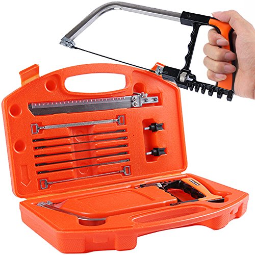 LIVEHITOP Magie Universal Handsäge Set, Tragbar Multifunktionell Handsägen mit 5 Sägeblatt DIY Bügelsägen Werkzeuge für Holz, Metall, Kunststoff, Garten, Glas, Fliesen, Stein (Orange)