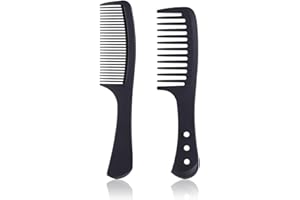 XIKSJW 2 Pezzi Districante Pettine a Denti Larghi Pettine per Styling Pettine da Taglio in Fibra Carbonio Pettine Capelli Districante Larga Resistente al Calore per Capelli Lunghi Lisci Ricci