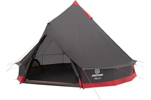 JUSTCAMP Bell Tipi Tentes - Tente de Camping extérieure 4/8 / 10/12 Personnes/Places, 4 Saisons, familiale, imperméable, Premium XXL géante - Gris/Menthe