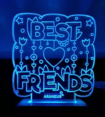 Best Friends 3D Illusion LED Night Lamp for Home Decoration,Bedroom Decorative Lighting Gifts for Boys,Girls,Kids,Friends - 7Multicolour Light (Small Size-9cm) ANL-80 Night Lamp