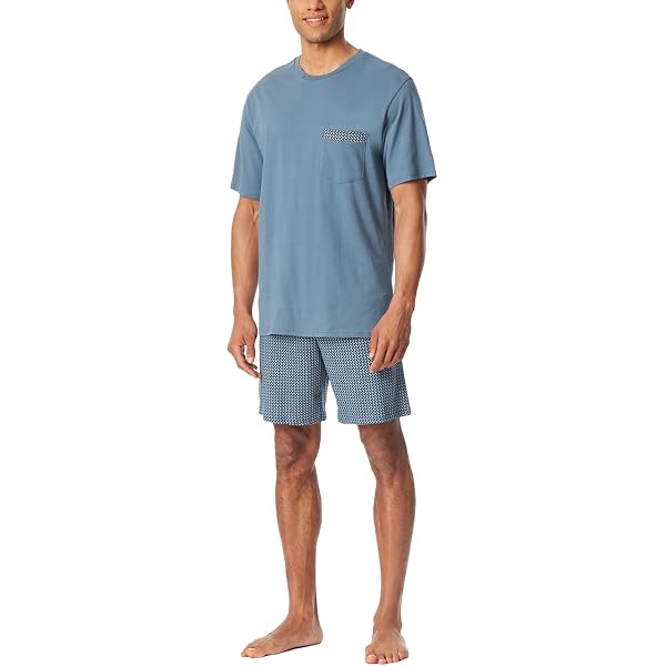 Schiesser Herren Schlafanzug Kurz – Aus 100% Bio-Baumwolle, Karo-Muster, Mit Brusttasche, Ideal Für Warme Sommernächte