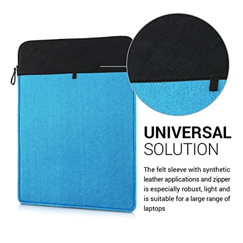 kwmobile Laptoptasche Filz Sleeve für 17″ 17,3″ Laptop / Notebook / Ultrabook – Notebook Tasche Schutzhülle Laptop Case Hülle in Blau Schwarz Innenmaße: ca. 46,5 x 32,5 cm - 3