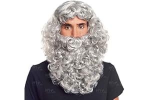 PARTILANDIA Peluca y Barba Gris Rey Mago Medieval Papá Noel Accesorio Disfraz - Pelucas de Disfraces