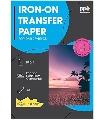 5 Fogli A4 Carta Transfer Per Tessuto Scuro - Ferro Su T-shirt Per Stampante Inkjet - Foto 1