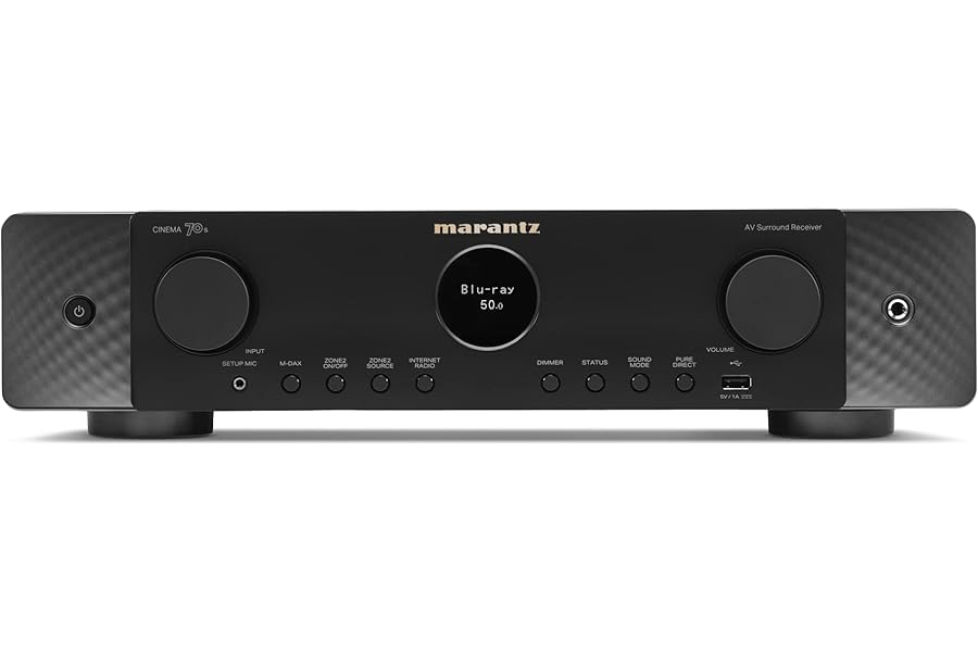 Marantz Cinema 70s Slimline 7.2 Amplifier, Amplifier HiFi, Alexa Compatible, 6 HDMI Inputs and 1 Output, 8K Video, Bluetooth, Wi-Fi, Music Streaming, Dolby Atmos, AirPlay 2, HEOS Multiroom, Black
