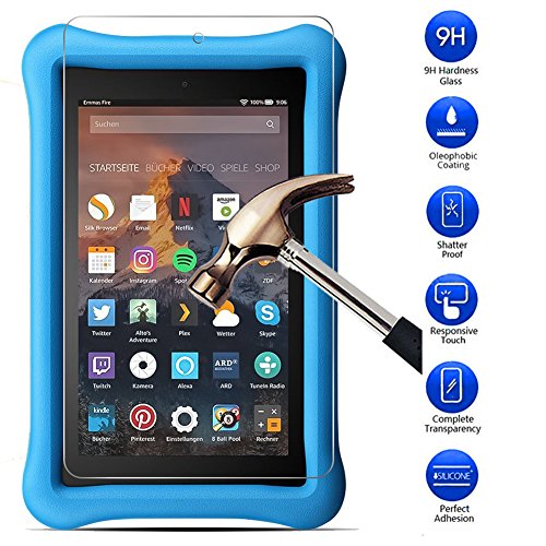 MaxKu Fire HD 8 Kids Edition 2017 Schutzfolie, Glasfolie Hartglas 9H Hardness Panzerglas Displayschutz Anti-Kratz Displayschutz für Fire HD 8 Kids Edition 2017