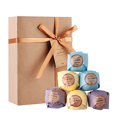 LAVEN Organic Bath Bomb Gift Kit, 3 Scents (Eucalyptus, Lavender and Orange) Pack of 6