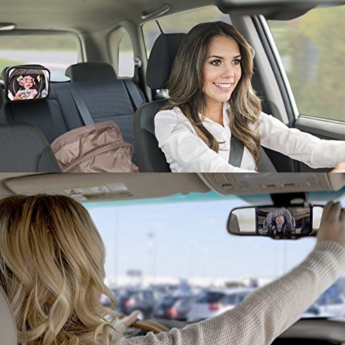 Zuoao Baby Spiegel Autospiegel Easy View – Rücksitzspiegel / Rückspiegel / KinderSpiegel für die Kopfstütze der Rückbank mit 360 Grad Drehung Schwarz - 2