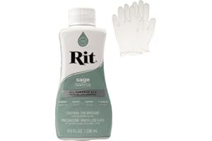CRAFT COUNTY Rit Dye – Liquid Fabric Dye for Crafting, Clothing, and Décor – 8 oz. Bottle – Sage (Gloves Included)