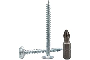 MARCOPOL Confezione da 50 viti in acciaio zincato, per legno e metallo, testa a croce modificata tonda e larga, autofilettanti, 4,2 x 51 mm