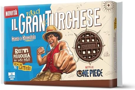 Il GranTurchese Cacao e Cioccolato – Limited Edition Dedicata a One Piece, Biscotti Frollini con Buchi, Senza Lattosio, Packaging con Carta Certificata FSC da 340g, 6 Confezioni da 57g