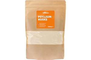 RheinNatur Psylliumskal 1 kg - Finmalet pulver - Rik på fibrer, perfekt för bakning - 1000 g påse