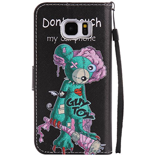 Feeltech Samsung Galaxy S7 Edge Hülle PU-Leder und Brieftasche Bunte Muster Fall mit Magnetverschluss, Hybrid-Kickstand mit Stand-Funktion, schlagen Sie schützende weiche TPU Stoßstangenabdeckung und Kreditkartenhalter für Samsung Galaxy S7 Edge Handgelenk Bügel-Buch-Art-Geldbeutel-Tasche mit 2 In 1 Berühren Sie Stift – Grüne Maus - 3