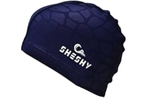 SHESHY Swimming Cap, Bathing Cap, Flexible Cap Swimming Hat, Nylon Spandex Fabric Cotton PU Fiber Swim Cap for Men Women Kids