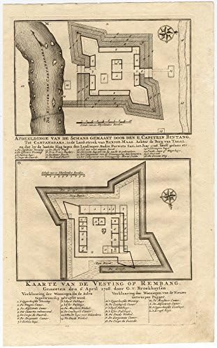 VOC Antique Print-FORTRESS-BINTANG-BANYUMAS-REMBANG-INDONESIA-Valentijn-1726