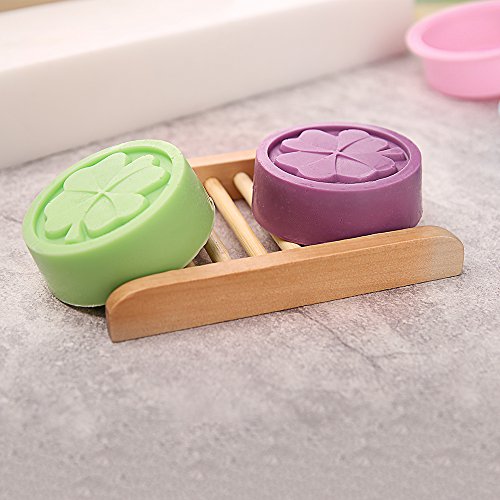 TTLIFE DIY Seifen Silikonform Set (4 Stück) mit einem zusätzlichen Seifenhalter – rechteckige Silikonform mit Holzkiste, plus 2 kleine Formen mit Lucky Clover Bild – best Schimmel zum Seifensieden. - 4