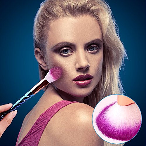 Bunte Pinselset mit 12 Stk und Professional Make up schminkpinsel mit leder Schutzhülle (mehrfarbig) - 2