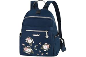 Eshow Sac à Dos Femme Sacs Portés Dos Filles Nylon Petit Fort Backpack Loisirs Casual Léger Multifonctionnel pour Voyage L'école Travail Université Collège Shopping (Bleu)
