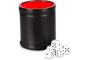HILEYU Yahtzee Dice Cup Set with 5 Dices Leatherette Professional Dice Cup for Playing Games, Yahtzee, Casino, Farkle, Party Favors, Cup and Dice Game, Yahtzee Set
