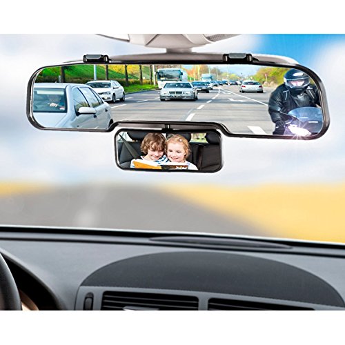 Great Ideas Wide Angle Child Rear View Double Mirror - Easy To Fit And Remove - See Baby In Back Seat - 30cm Wide - Adjustable