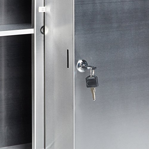 Relaxdays Medikamentenschrank Edelstahl XXL H x B x T: 53 x 52,5 x 19,5 cm mit 11 Ablagen für viel Stauraum und Türen zum Abschließen samt 2 Schlüsseln Medizinschrank im modernen Stil fürs Bad, silber - 5